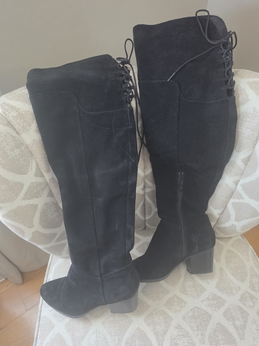 AldoWomen's Over-the-Knee Black Suede Boots - Picture 3 of 9